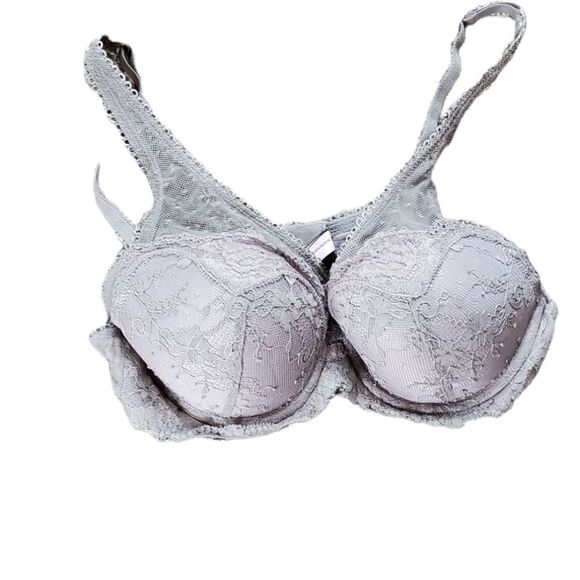 (HH) Victoria's Secret Dream Angels Demi Lace Gray Bra - Picture 1 of 3